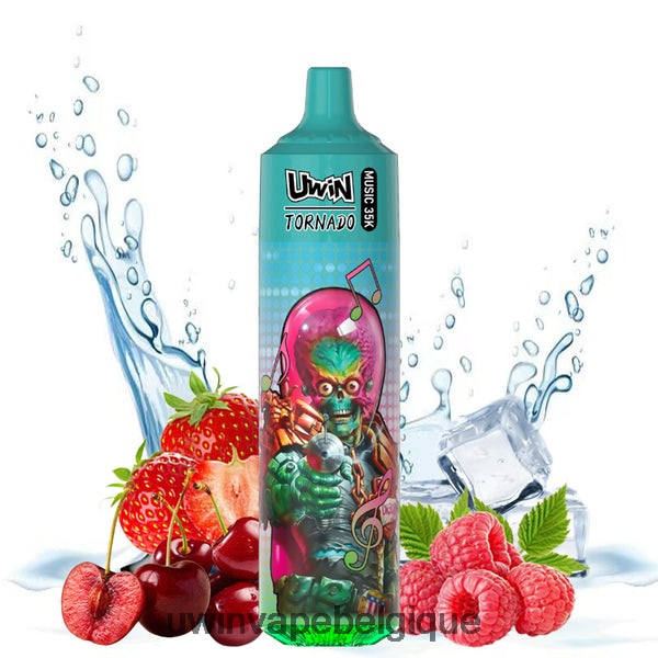 UWIN Vape Boutique - UWIN CRYSTAL vape jetable 35k glace à la fraise, à la framboise et à la cerise 84DBZD22